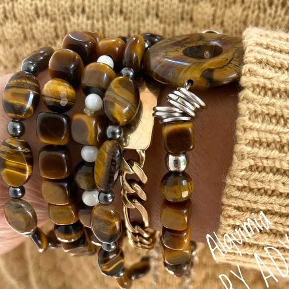 Tiger’s eye wealth and power adjustable gold rope bracelet/healing crystals - Picture 7 of 10